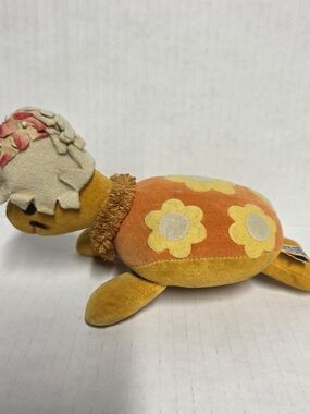Vintage Plush Turtle  with Yellow & Orange Flower Shell Pre-owned